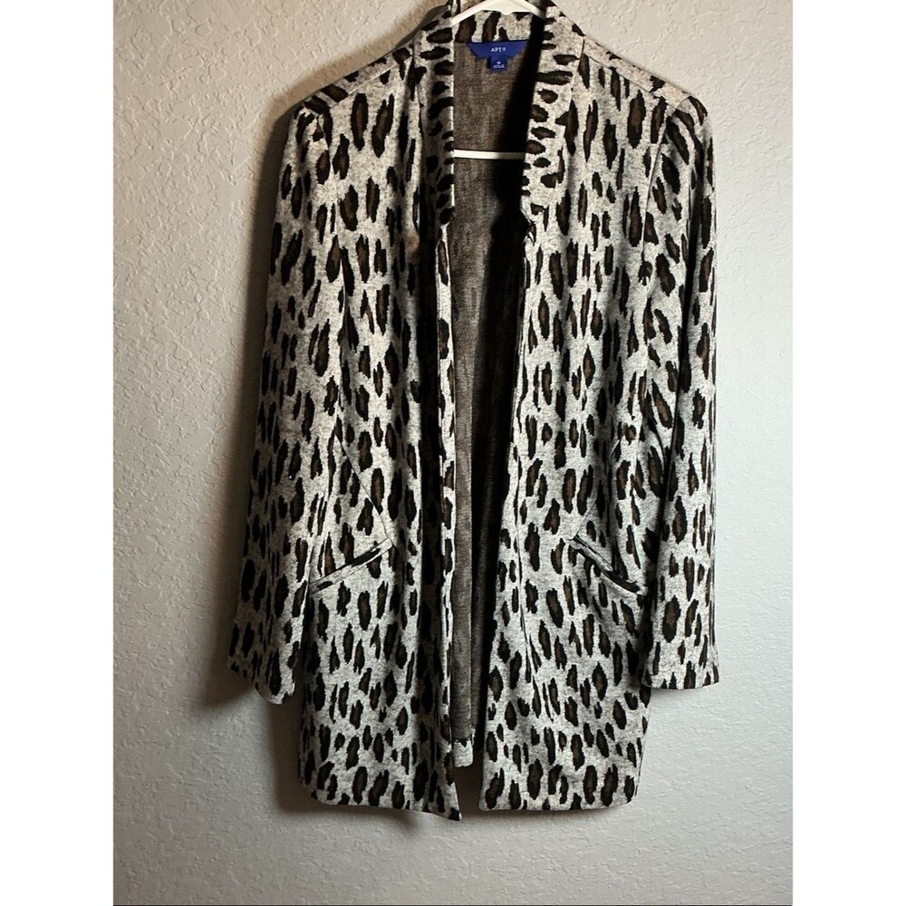 Apt. 9 Open-Front Leopard Print Cardigan - Beige, Brown & Black Size M